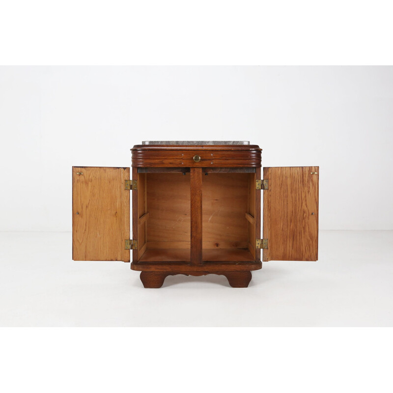 Art Deco vintage wood and marble night stand, 1930
