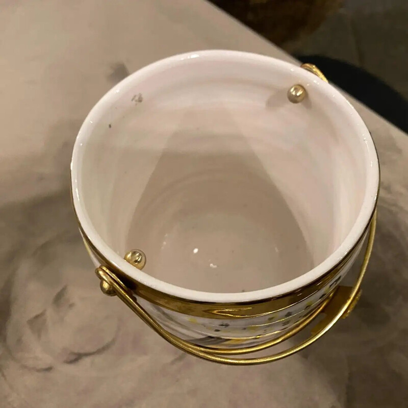 Mid-century ceramic and brass Italian ice bucket by Ceramiche del Levante for Robert Piguet, 1950s