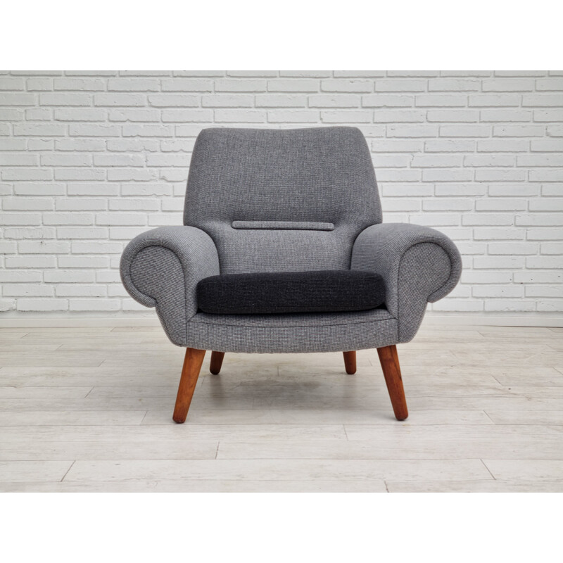 Vintage Danish rosewood and wool armchair model 14 by Kurt Østervig, 1960s