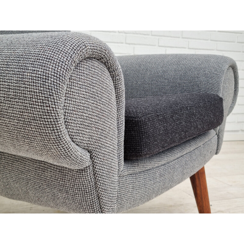 Vintage Danish rosewood and wool armchair model 14 by Kurt Østervig, 1960s