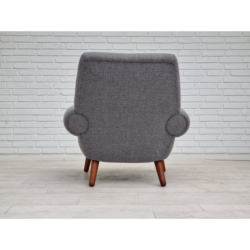 Vintage Deense rozenhout en wollen fauteuil model 14 van Kurt Østervig, 1960