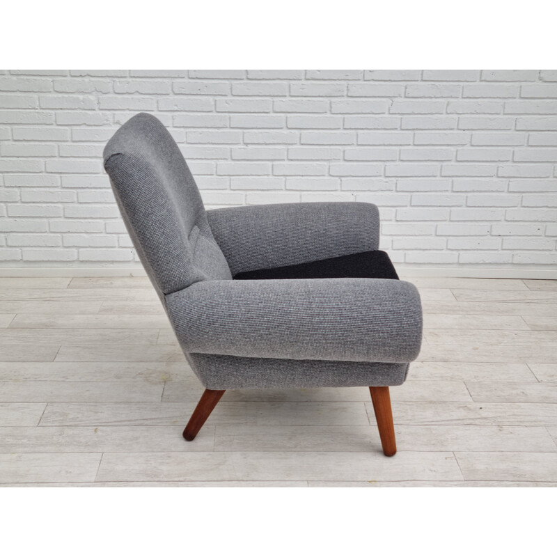 Cadeira de pau-rosa e poltrona de lã dinamarquesa Vintage modelo 14 de Kurt Østervig, 1960