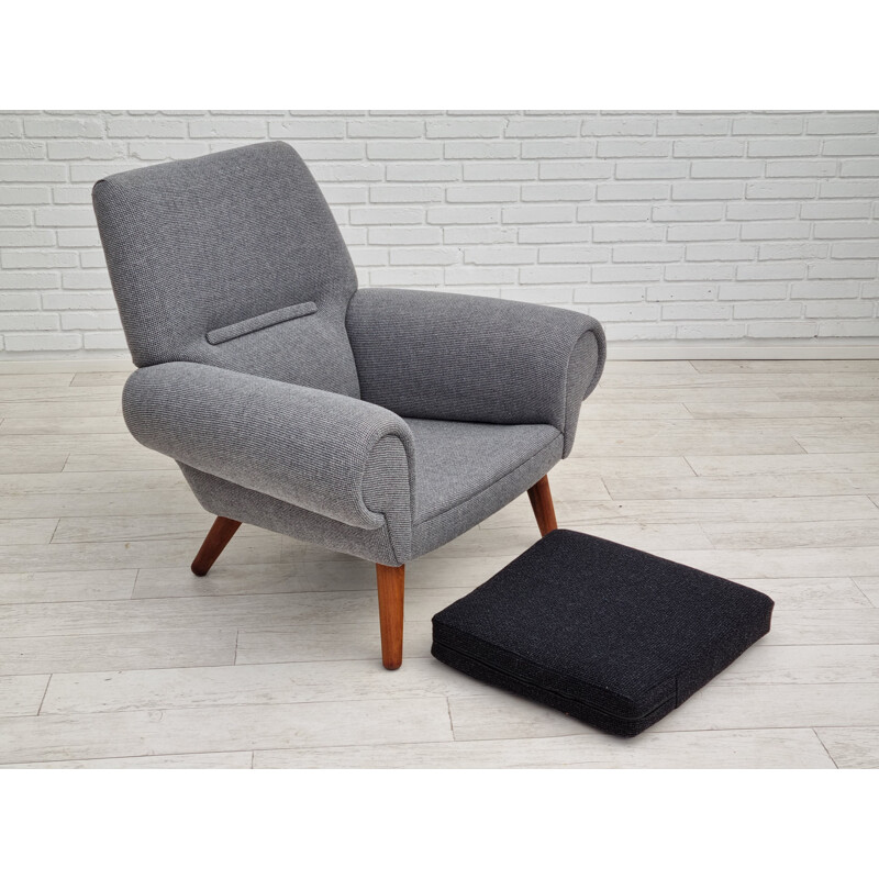 Vintage Danish rosewood and wool armchair model 14 by Kurt Østervig, 1960s