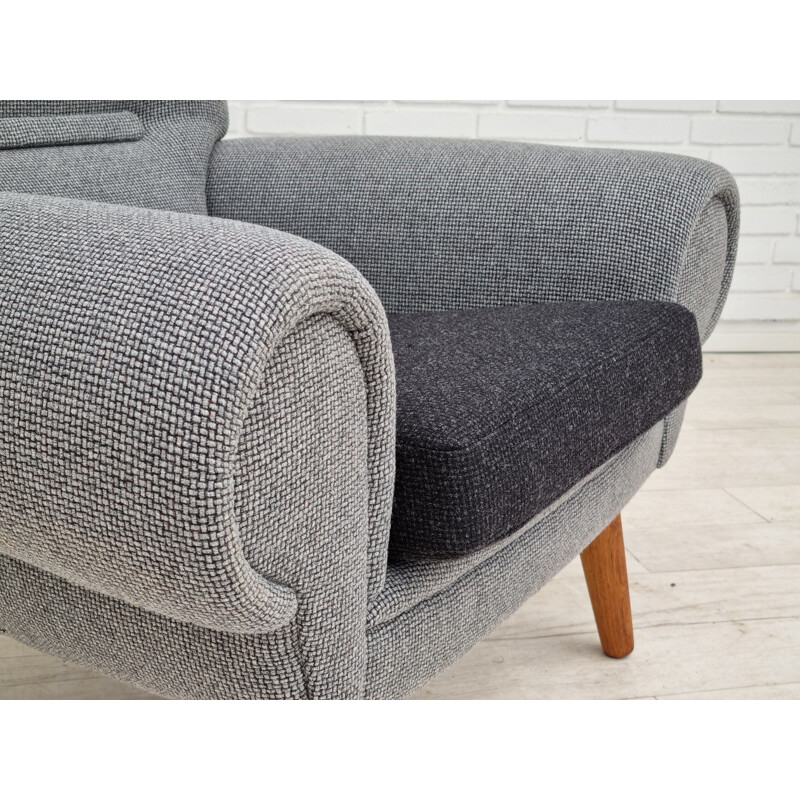 Sillón alto danés vintage de palisandro y lana modelo 14 de Kurt Østervig, 1960