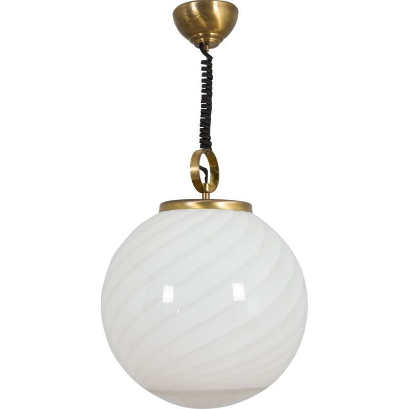 Italian vintage Murano glass globe pendant lamp, 1970s