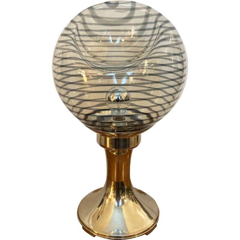 Lampe de table vintage en verre de Murano et argent pur par Seguso pour Venini, 1960