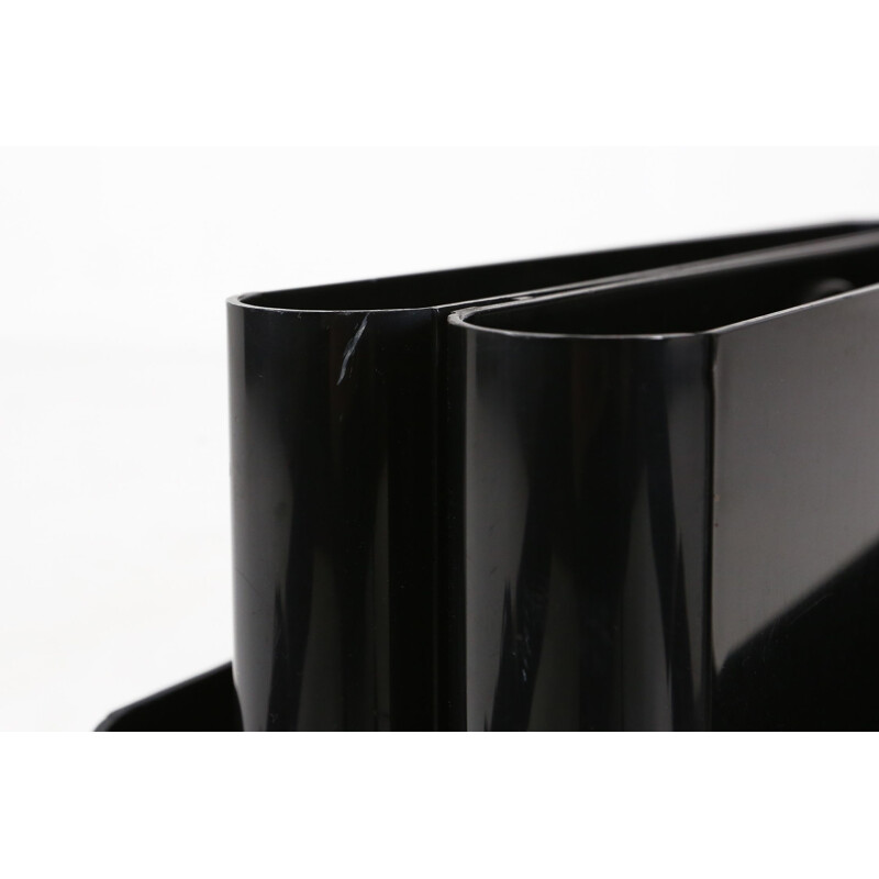 Vintage black magazine rack by Giotto Stoppino for Kartell, 1970s