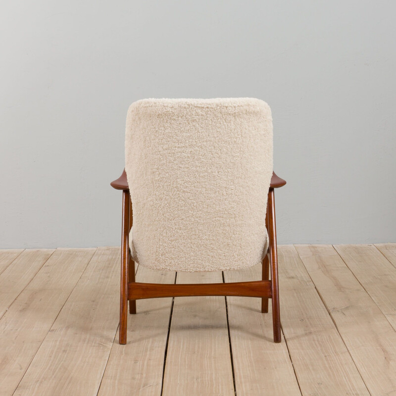 Danish vintage recliner armchair in thick boucle fabric, 1960s