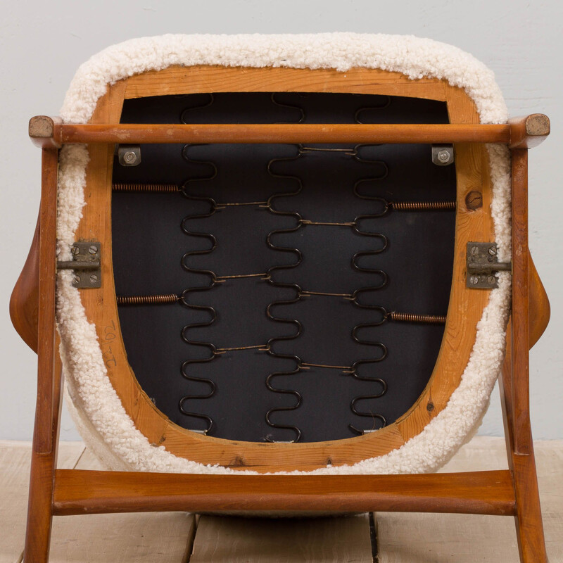 Sillón reclinable danés vintage en tejido bouclé grueso, 1960