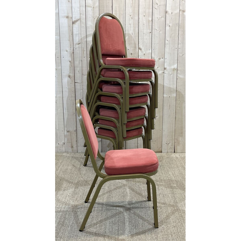 Juego de 8 sillas de recepción de aluminio vintage, 1990