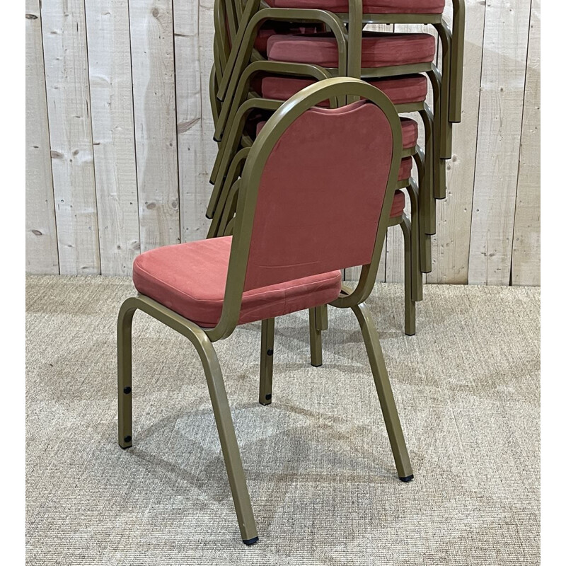 Set of 8 vintage aluminum reception chairs, 1990