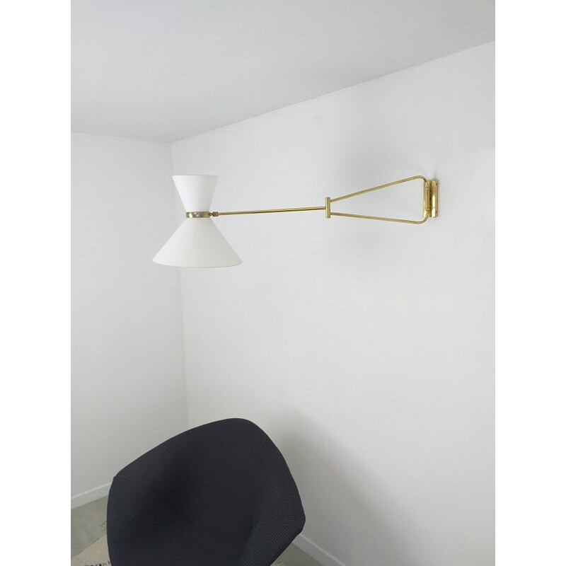 Vintage brass wall lamp by Lunel René Mathieu, 1950