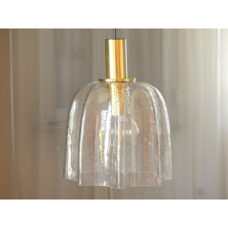 Vintage bubble glass pendant lamp by Glasshütte Limburg, 1970