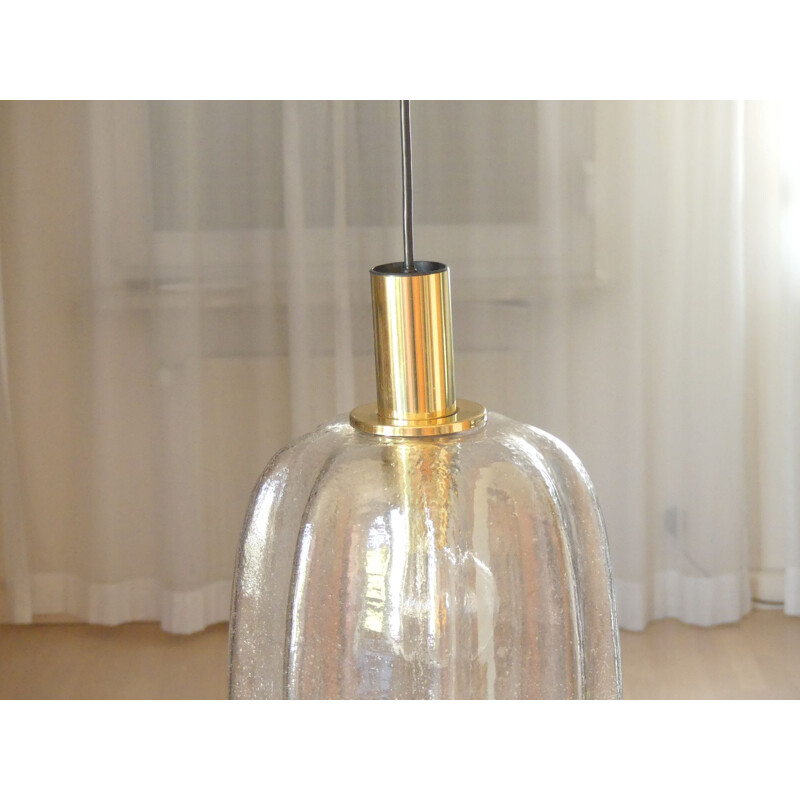 Vintage bubble glass pendant lamp by Glasshütte Limburg, 1970