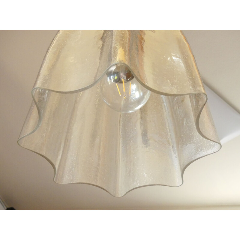 Vintage bubble glass pendant lamp by Glasshütte Limburg, 1970