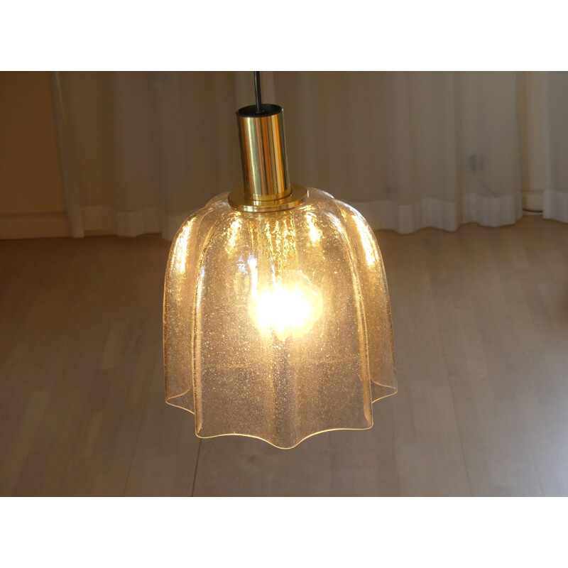 Vintage bubble glass pendant lamp by Glasshütte Limburg, 1970