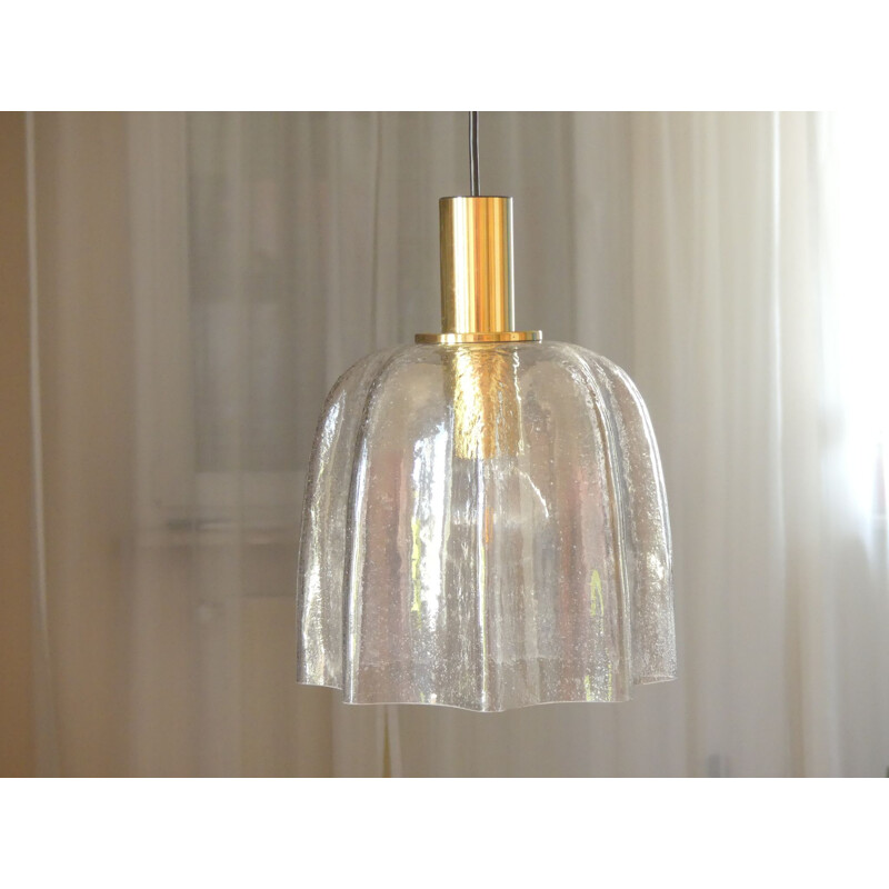 Vintage bubble glass pendant lamp by Glasshütte Limburg, 1970