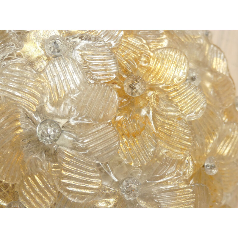 Vintage Bloem plafondlamp in Murano glas van Barovier