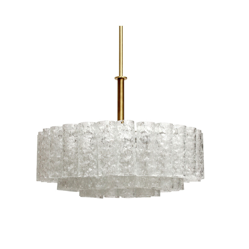 Doria chandelier in brass and glass - 1960s