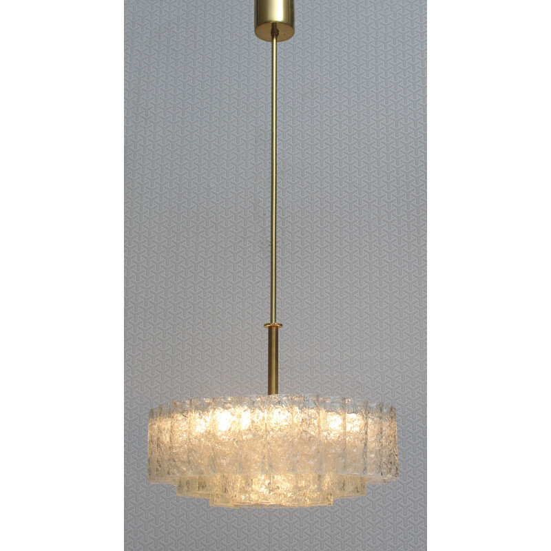 Doria chandelier in brass and glass - 1960s