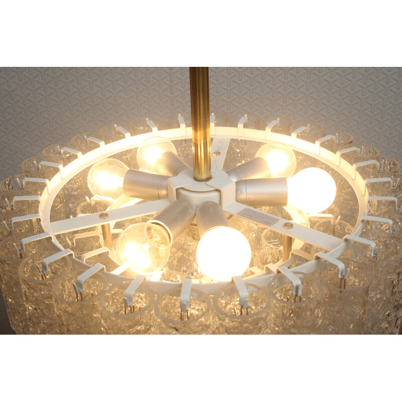 Doria chandelier in brass and glass - 1960s