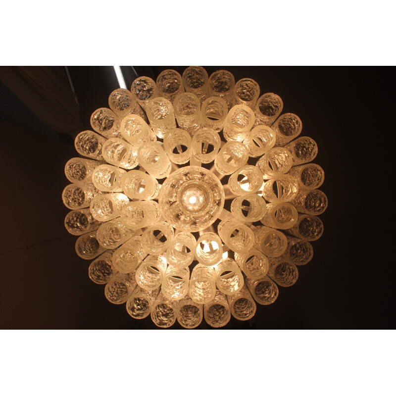 Doria chandelier in brass and glass - 1960s