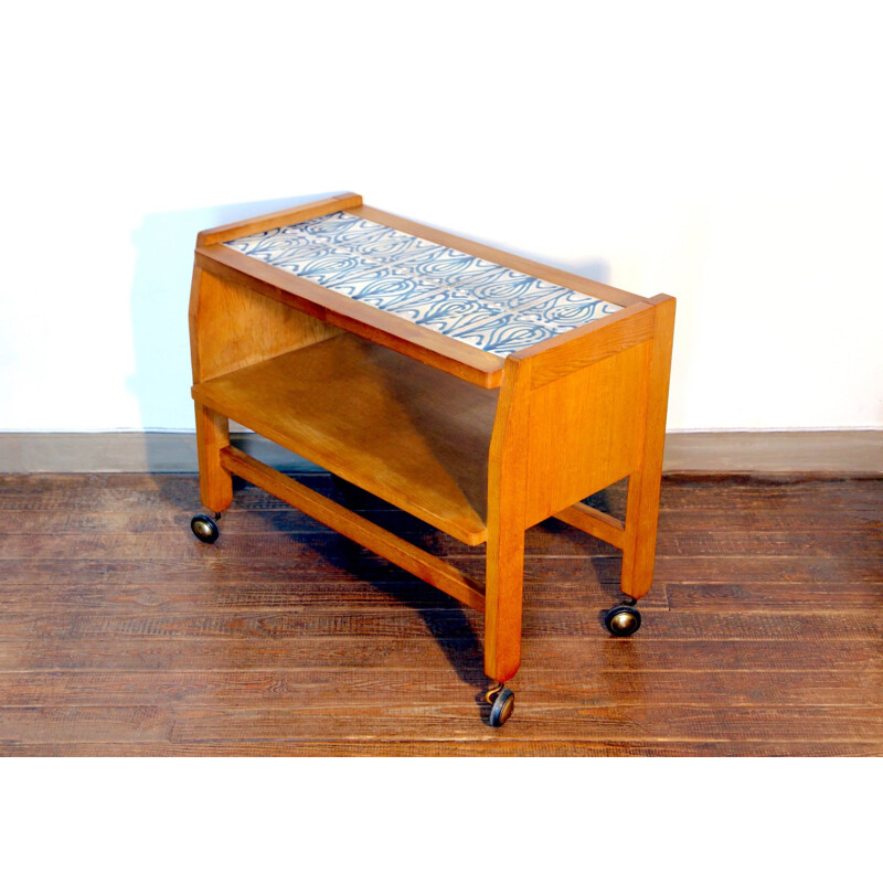 Vintage sideboard with wheels by Guillerme and Chambron, 1950-1960