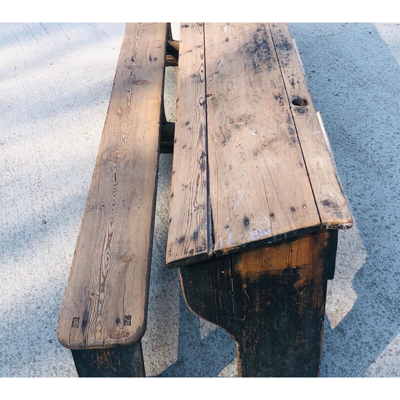Vintage-Fünf-Sitzer-Pult aus Holz
