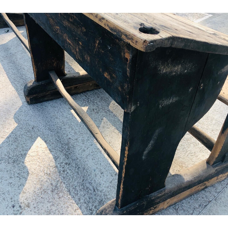 Vintage-Fünf-Sitzer-Pult aus Holz