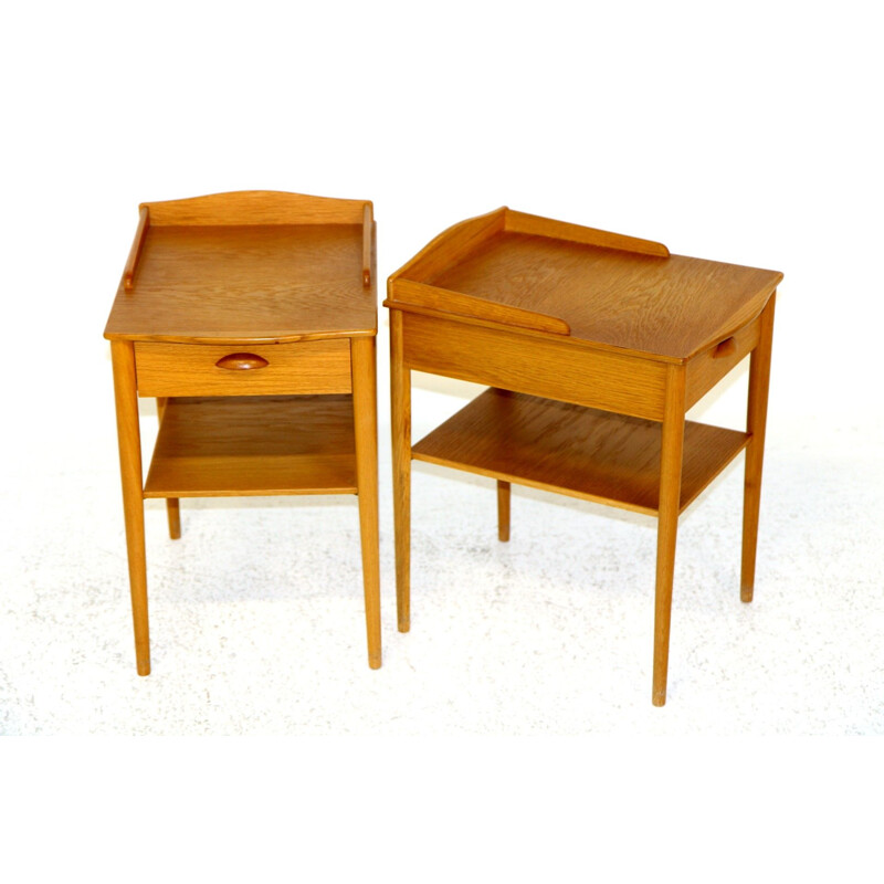 Pair of vintage oakwood night stands by Ab Erik Andersson for Rottne, Sweden 1960