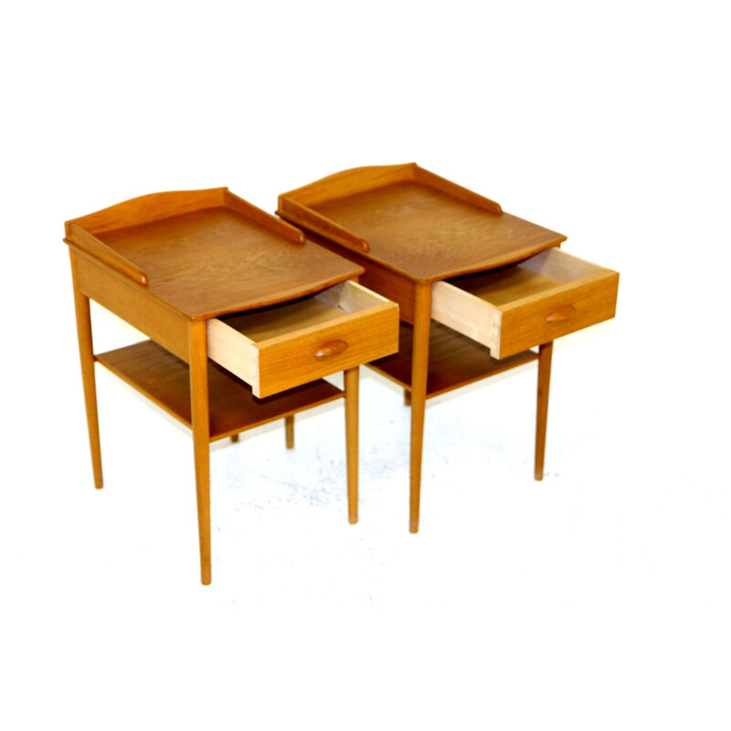 Pair of vintage oakwood night stands by Ab Erik Andersson for Rottne, Sweden 1960