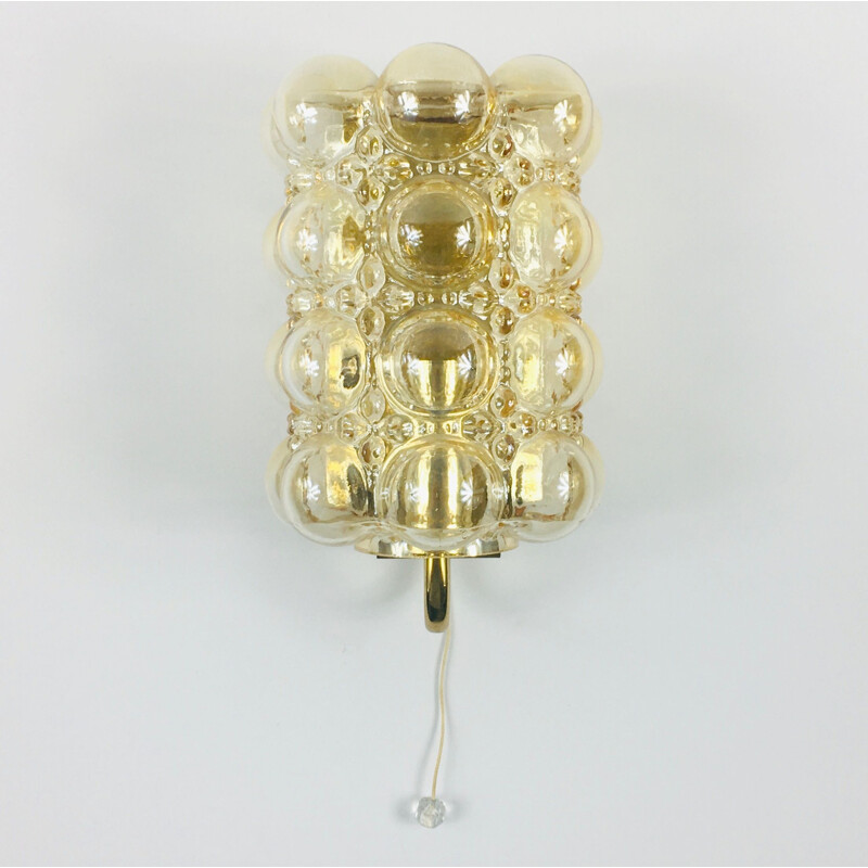 Vintage glass & brass wall lamp by Helena Tynell for Glashütte Limburg, Germany 1960s