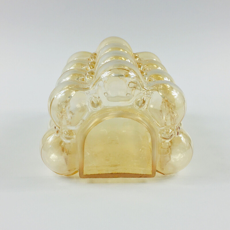 Vintage glass & brass wall lamp by Helena Tynell for Glashütte Limburg, Germany 1960s