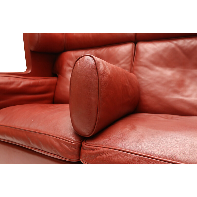 Frederica "Coupé" 2-seater sofa in red leather, Børge MOGENSEN - 1970s 