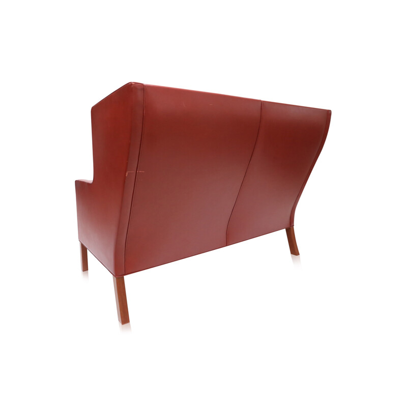 Frederica "Coupé" 2-seater sofa in red leather, Børge MOGENSEN - 1970s 