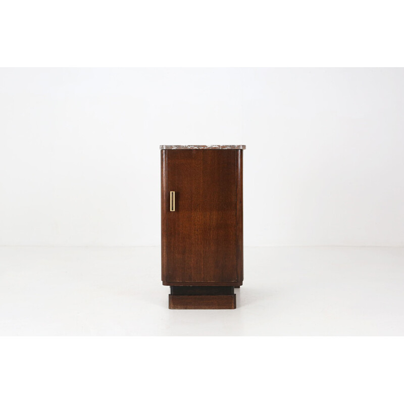 Vintage Art Deco wood and marble bedside table, 1930