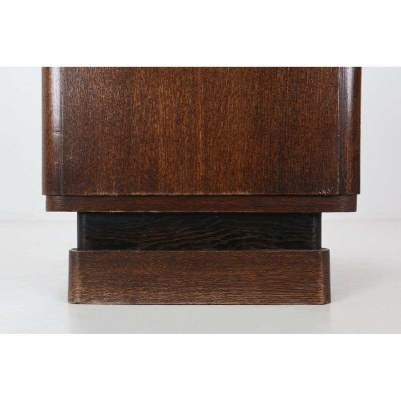 Vintage Art Deco wood and marble bedside table, 1930