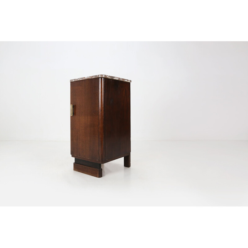 Vintage Art Deco wood and marble bedside table, 1930