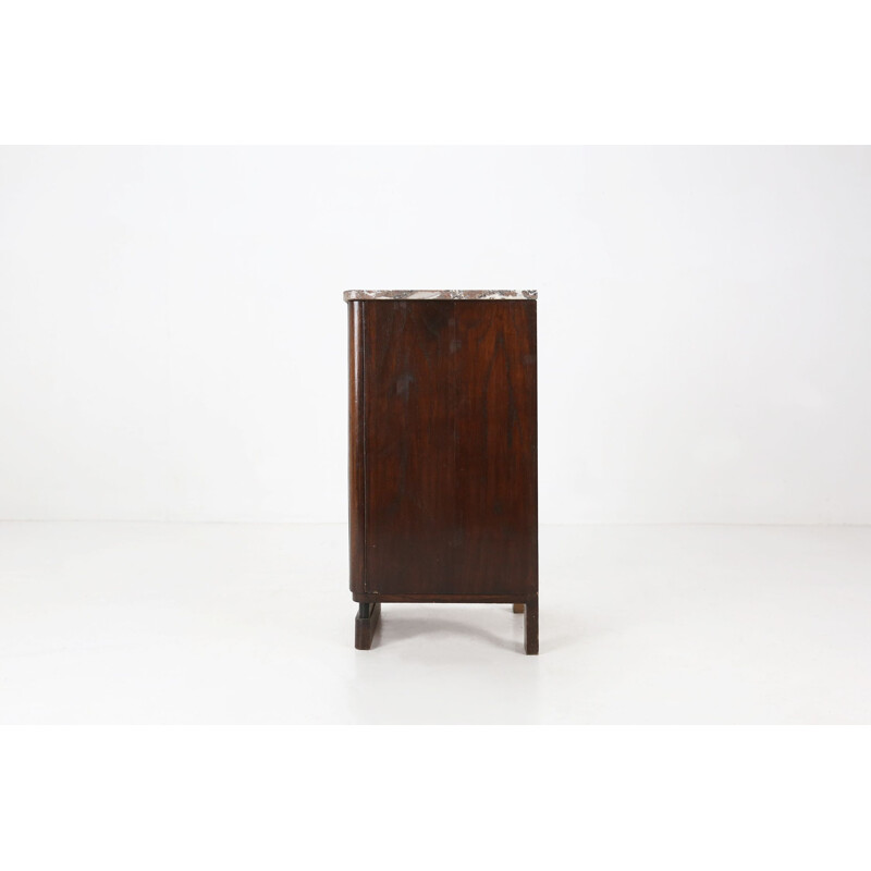 Vintage Art Deco wood and marble bedside table, 1930