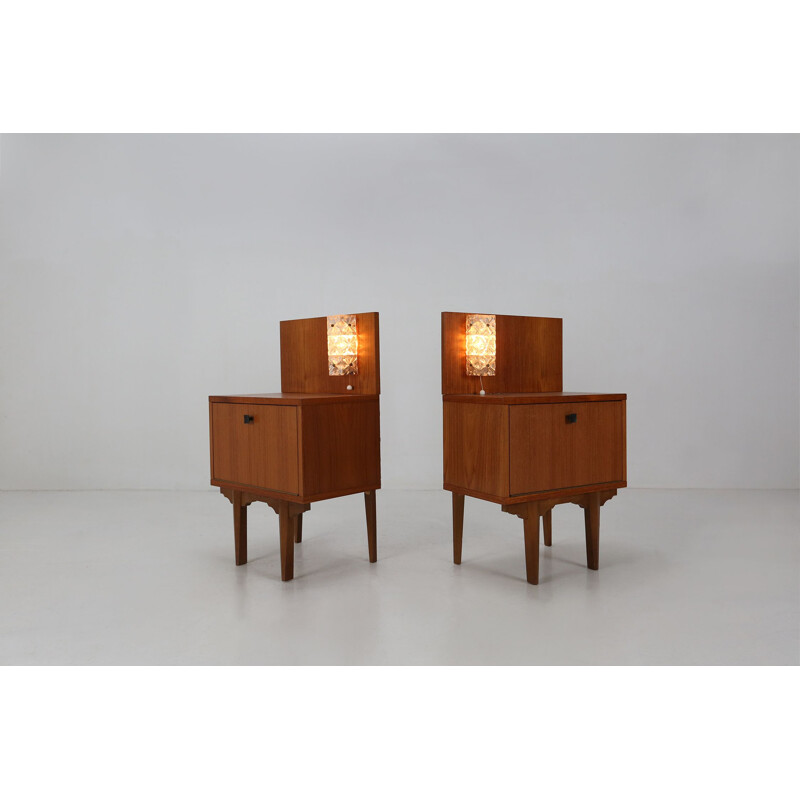 Coppia di comodini vintage in teak, 1970