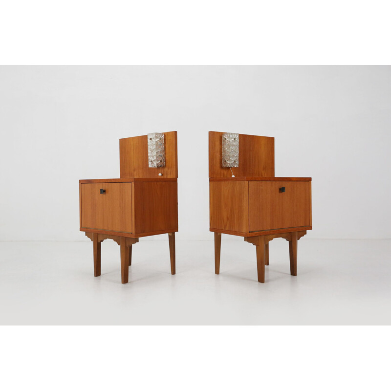 Coppia di comodini vintage in teak, 1970