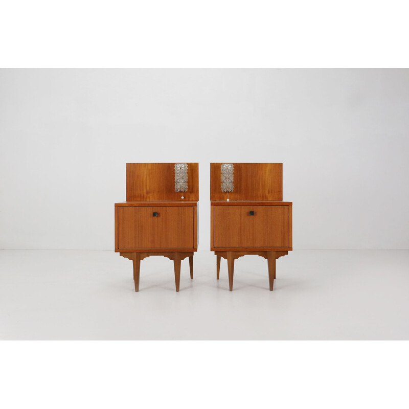 Vintage-Nachttischpaar aus Teakholz, 1970
