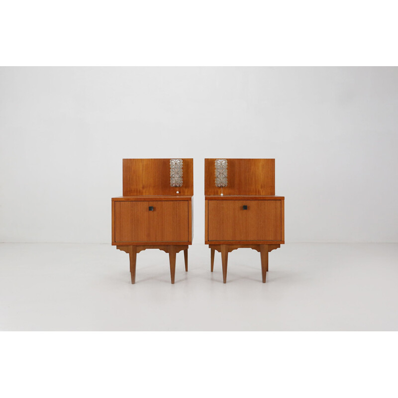 Pair of mid-century teak night stands, 1970s