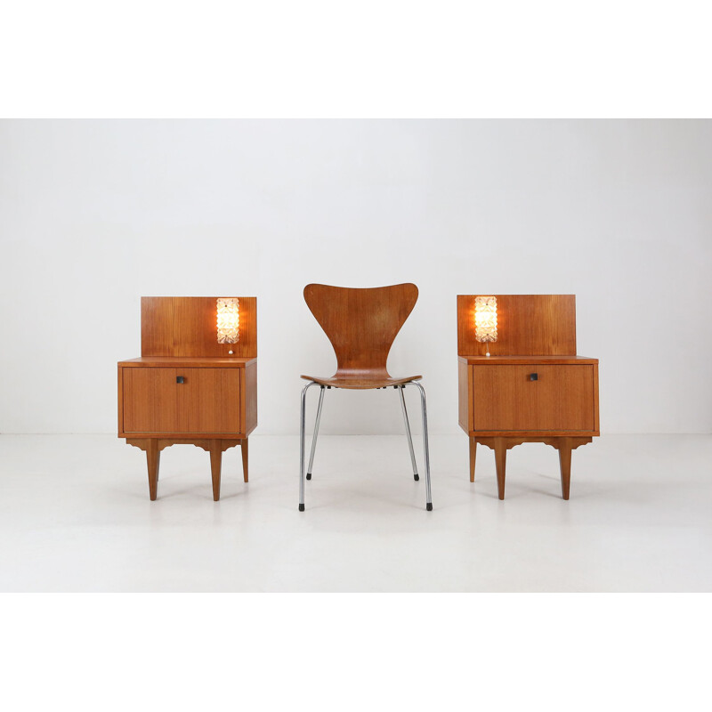 Pair of mid-century teak night stands, 1970s