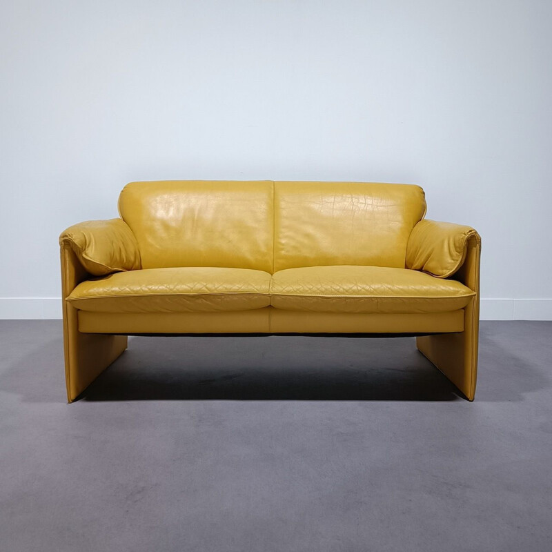 Vintage leather 2-seater sofa by Axel Enthoven for Leo Lux, 1980