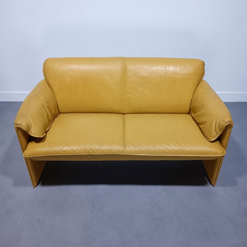 Vintage leather 2-seater sofa by Axel Enthoven for Leo Lux, 1980