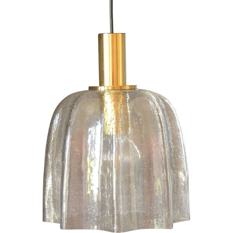 Vintage bubble glass pendant lamp by Glasshütte Limburg, 1970