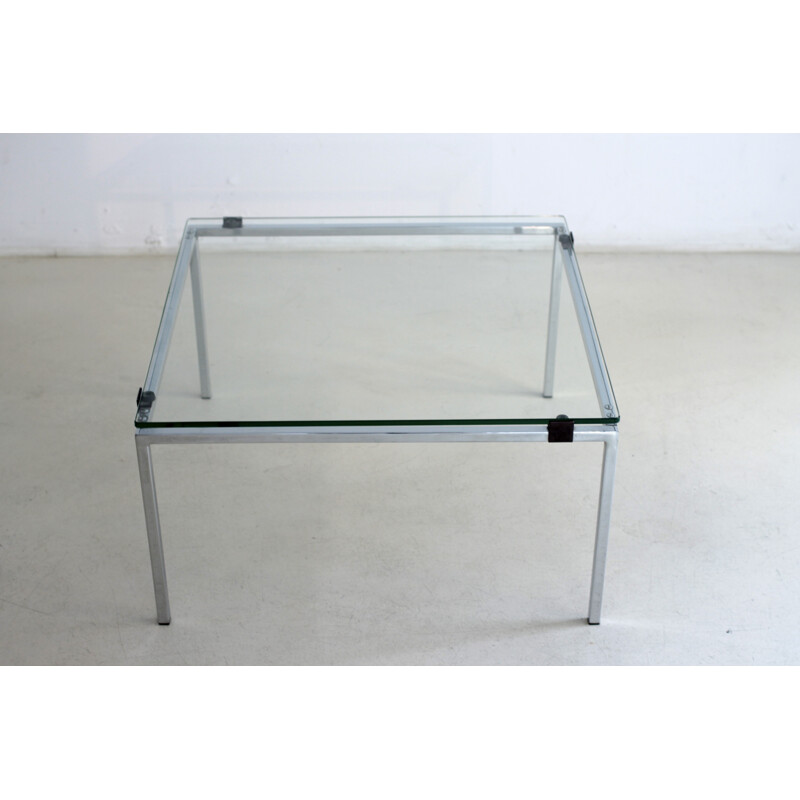 Table basse carrée en métal chromé, Alain RICHARD - 1950