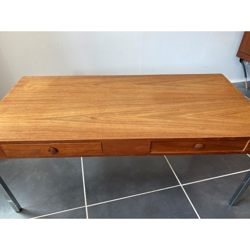Scandinavian vintage teak coffee table with chrome legs, 1960