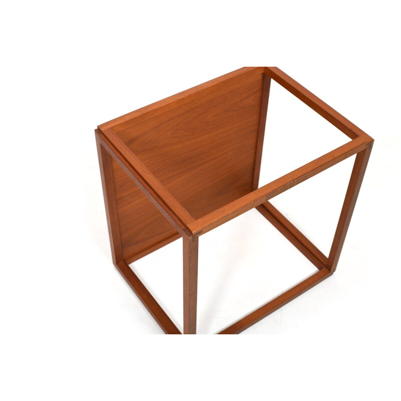 Vintage teak cube side table by Kai Kristiansen, Denmark 1960s